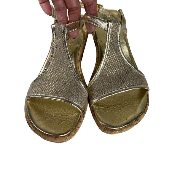 Born Concepts wedge gold adjustable T-strap heeled Sandals arch support 8/39 - Picture 6 of 16